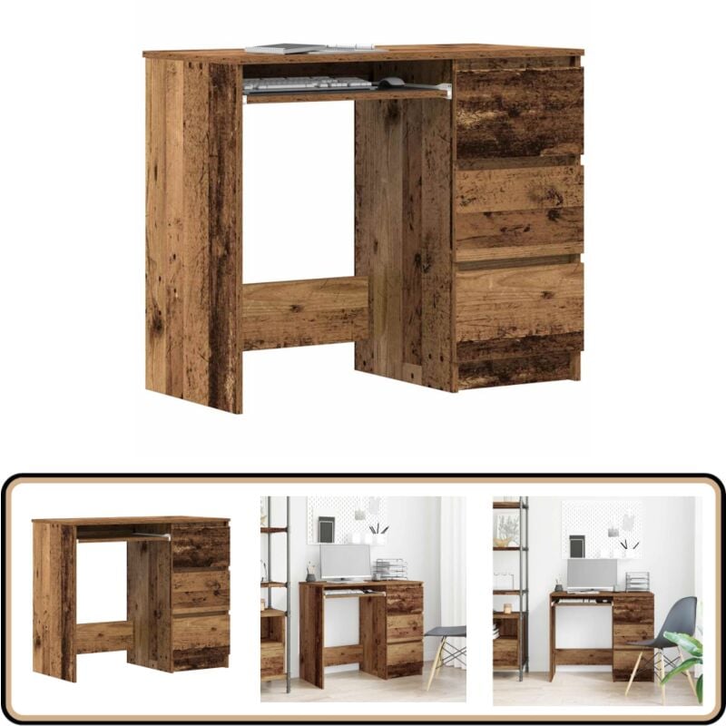 Vidaxl - Bureau vieux bois 90x45x76 cm bois d'ingénierie