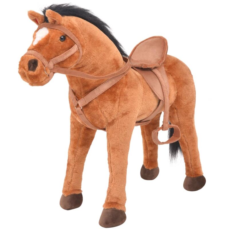 

vidaXL Caballo de pie de juguete felpa marrón - Marrón