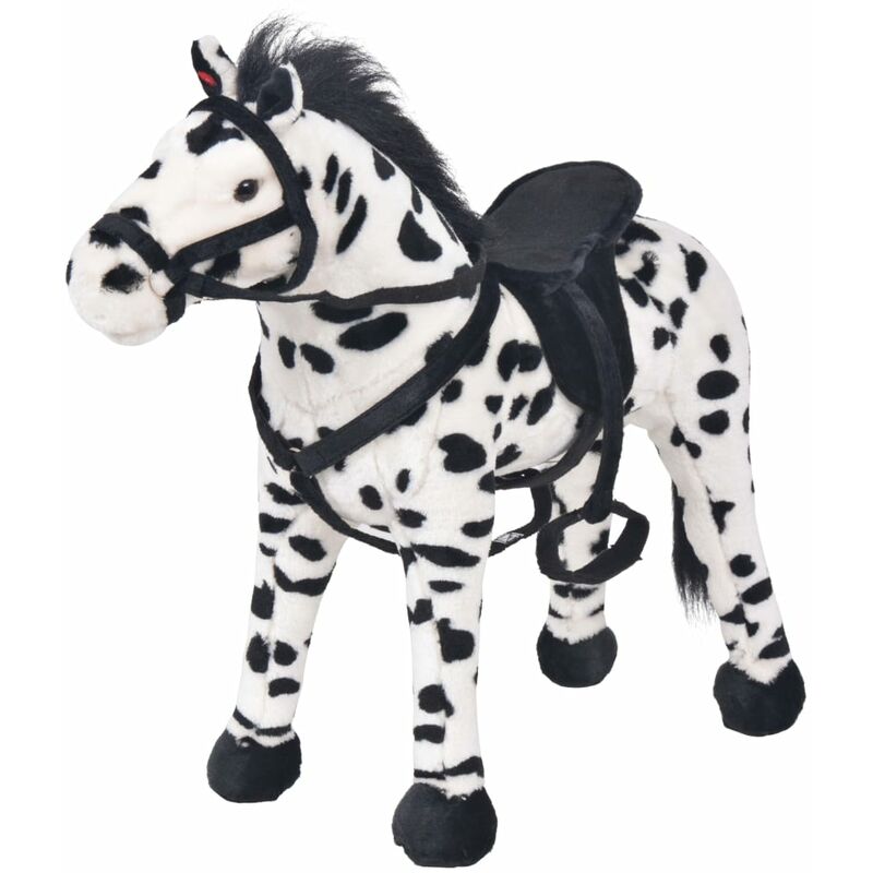 

vidaXL Caballo de peluche de pie negro y blanco XXL - Negro