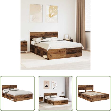 vidaXL Cabecera de cama -  Estructura de cama con cabecera Madera vieja 135 x 190 cm