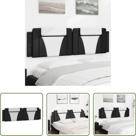 vidaXL Cabecero acolchado -  Cabecero de cama acolchado Viana cuero sintético negro blanco 180 cm