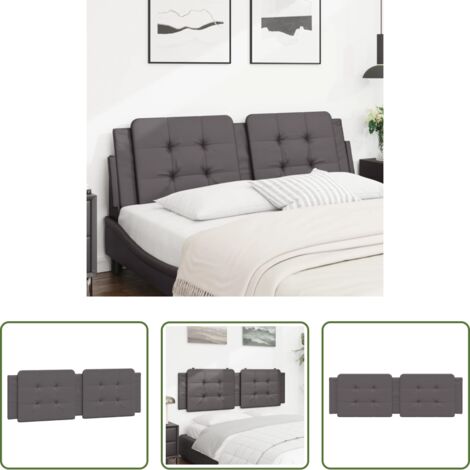 vidaXL Cabecero acolchado -  Cabecero de cama acolchado Zadar cuero sintético gris 160 cm