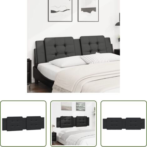 vidaXL Cabecero acolchado -  Cabecero de cama acolchado Zadar cuero sintético negro 180 cm
