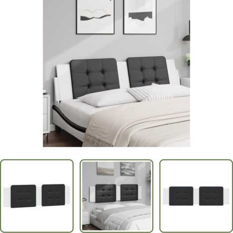vidaXL Cabecero acolchado -  Cabecero de cama acolchado Zadar cuero sintético negro blanco 180 cm