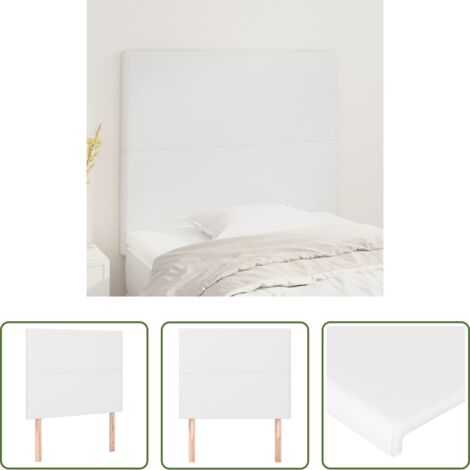 vidaXL Cabecero ajustable -  Cabecero de cama blanco 90x5x118/128 cm piel sintética
