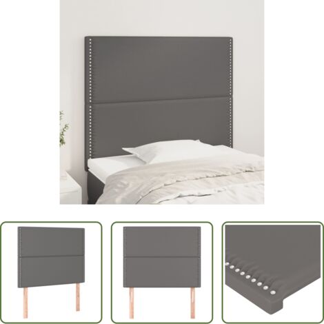 vidaXL Cabecero ajustable - Cabecero de cama gris 100x5x118/128 cm piel sintética
