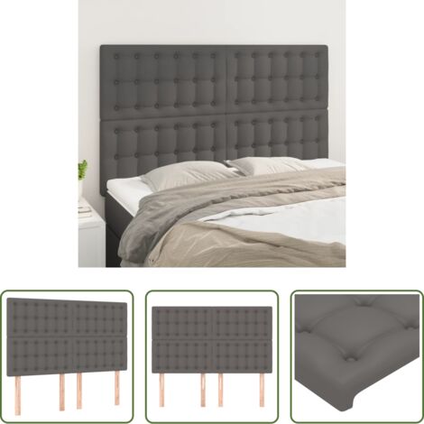 vidaXL Cabecero ajustable - Cabecero de cama gris 144x5x118/128 cm piel sintética