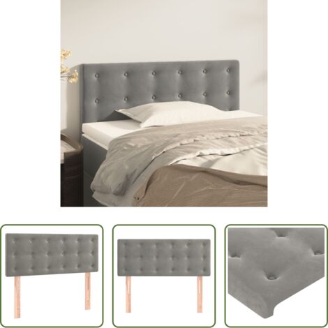 vidaXL Cabecero ajustable -  Cabecero de terciopelo gris claro 100x5x78/88 cm