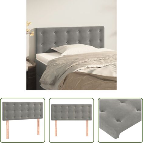 vidaXL Cabecero ajustable -  Cabecero de terciopelo gris claro 90x5x78/88 cm