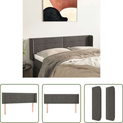 vidaXL Cabecero ajustable -  Cabecero de terciopelo gris oscuro 147x16x78/88 cm