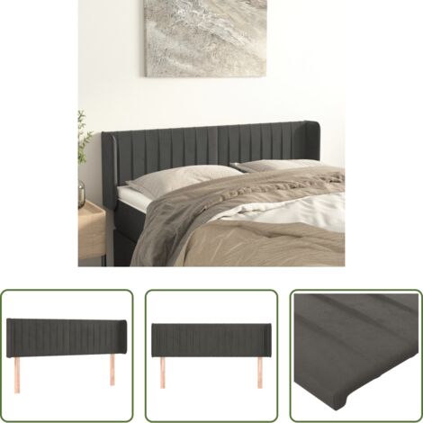 vidaXL Cabecero ajustable -  Cabecero de terciopelo gris oscuro 147x16x78/88 cm