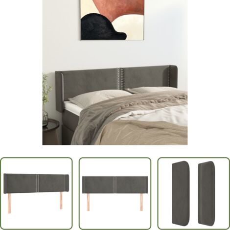 vidaXL Cabecero ajustable -  Cabecero de terciopelo gris oscuro 147x16x78/88 cm
