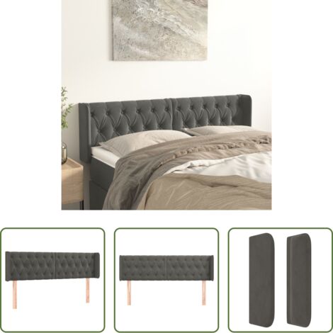 vidaXL Cabecero ajustable -  Cabecero de terciopelo gris oscuro 163x16x78/88 cm
