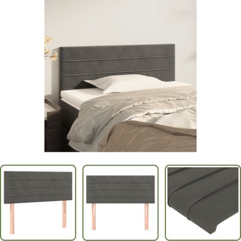 vidaXL Cabecero ajustable -  Cabecero de terciopelo gris oscuro 90x5x78/88 cm