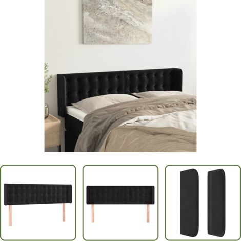 vidaXL Cabecero ajustable -  Cabecero de terciopelo negro 147x16x78/88 cm