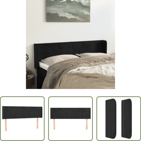 vidaXL Cabecero ajustable -  Cabecero de terciopelo negro 147x16x78/88 cm