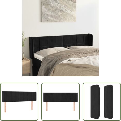 vidaXL Cabecero ajustable -  Cabecero de terciopelo negro 147x16x78/88 cm