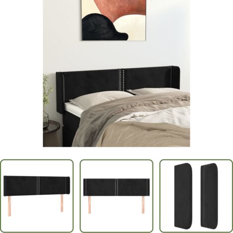 vidaXL Cabecero ajustable -  Cabecero de terciopelo negro 147x16x78/88 cm