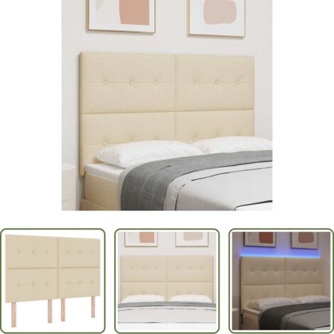 vidaXL Cabecero ajustable -  Cabecero LED con tiras LED con cabecera Crema 160 cm tela