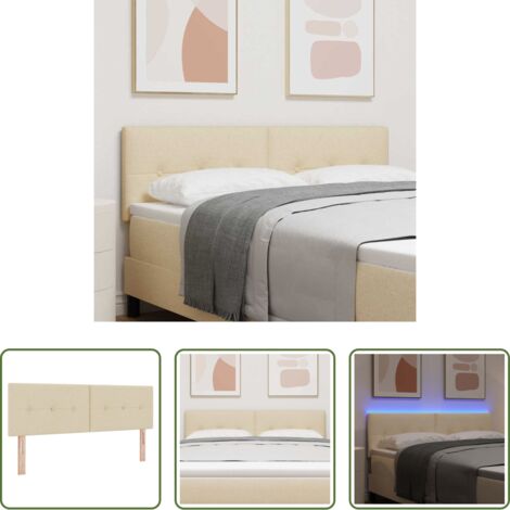 vidaXL Cabecero ajustable -  Cabecero LED con tiras LED con cabecera Crema 160 cm tela