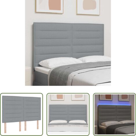 vidaXL Cabecero ajustable -  Cabecero LED con tiras LED con cabecera Gris Claro 160 cm tela