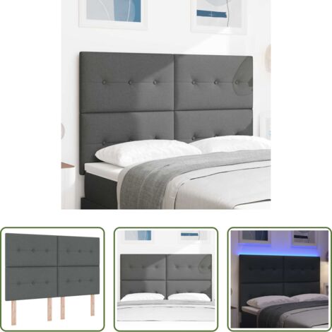 vidaXL Cabecero ajustable -  Cabecero LED con tiras LED con cabecera Gris oscuro 160 cm tela