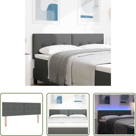 vidaXL Cabecero ajustable -  Cabecero LED con tiras LED con cabecera Gris oscuro 160 cm tela