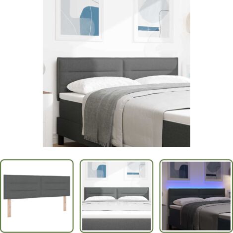 vidaXL Cabecero ajustable -  Cabecero LED con tiras LED con cabecera Gris oscuro 160 cm tela