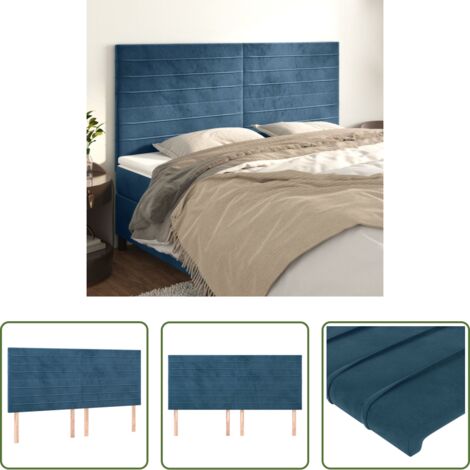 vidaXL Cabecero ajustable -  Cabecero Terciopelo Azul Oscuro 180x5x118/128 cm