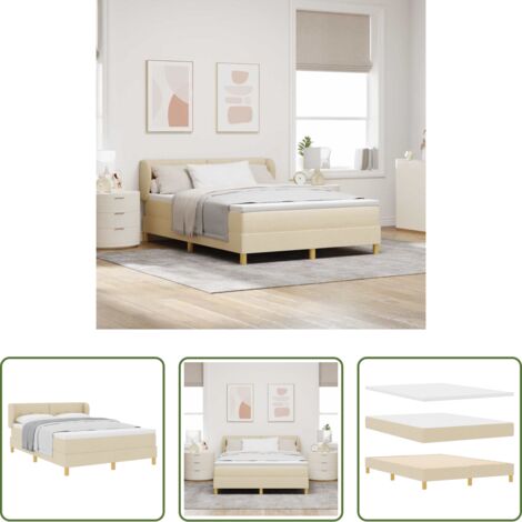 vidaXL Cabecero ajustable -  Cama tipo Box Spring con colchón Crema 160 x 200 cm tela