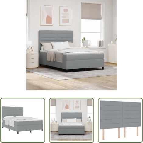 vidaXL Cabecero ajustable -  Cama tipo Box Spring con colchón Gris Claro 160 x 200 cm tela