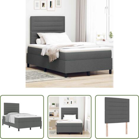 vidaXL Cabecero ajustable -  Cama tipo Box Spring con colchón Gris oscuro 120 x 200 cm tela