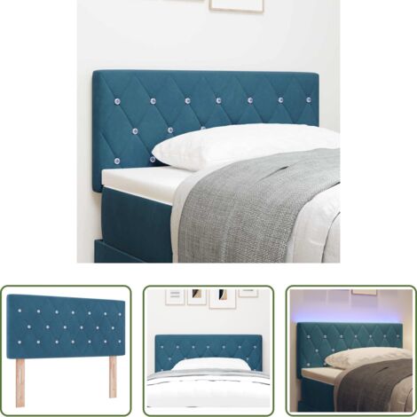 vidaXL Cabecero azul oscuro -  Cabecero LED con tiras LED Manual Azul Oscuro 90 cm Terciopelo