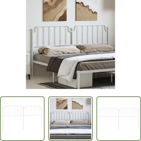 vidaXL Cabecero blanco - Cabecero de repuesto de metal blanco 180 cm