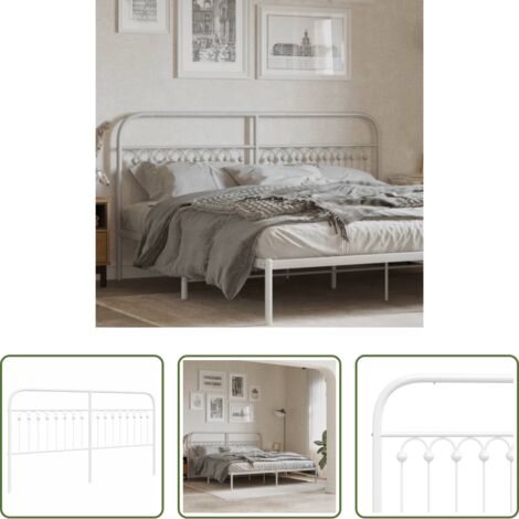 vidaXL Cabecero blanco - Cabecero de repuesto de metal blanco 180 cm