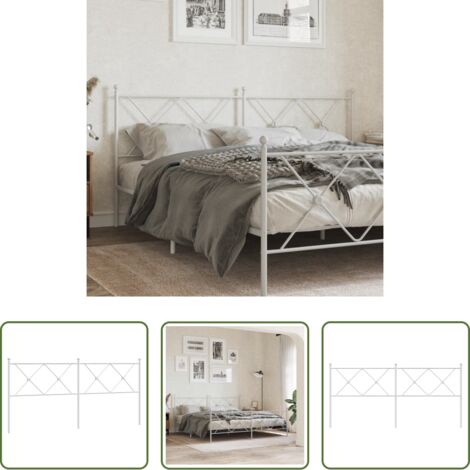 vidaXL Cabecero blanco - Cabecero de repuesto de metal blanco 180 cm