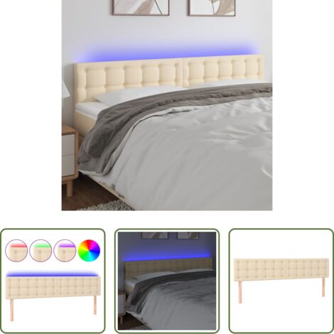 vidaXL Cabecero con luz LED -  Cabecero con LED de tela color crema 160x5x78/88 cm