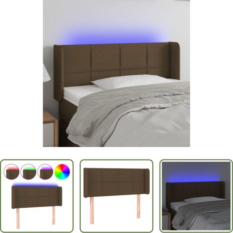 vidaXL Cabecero con luz LED -  Cabecero con LED de tela marrón oscuro 103x16x78/88 cm