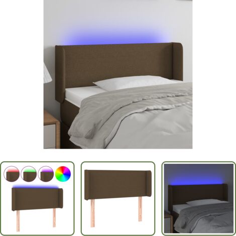 vidaXL Cabecero con luz LED -  Cabecero con LED de tela marrón oscuro 103x16x78/88 cm