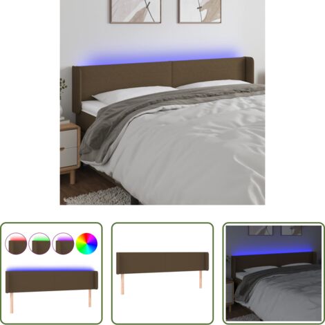 vidaXL Cabecero con luz LED -  Cabecero con LED de tela marrón oscuro 203x16x78/88 cm