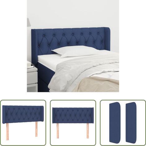 vidaXL Cabecero con orejas -  Cabecero de tela azul 103x16x78/88 cm