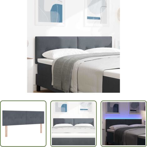 vidaXL Cabecero con tira LED -  Cabecero LED con tiras LED Manual Gris 160 cm Terciopelo