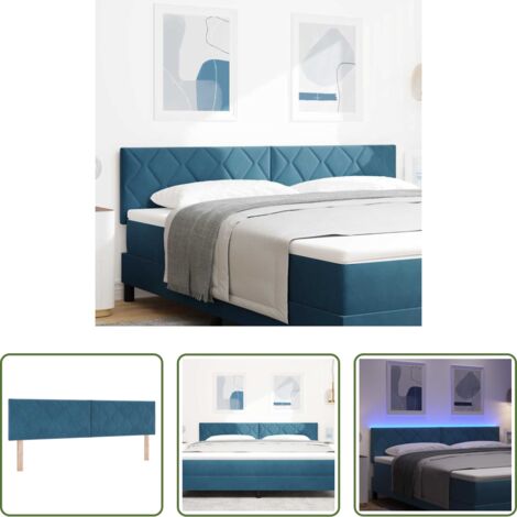vidaXL Cabecero cuero sintético -  Cabecero LED Azul Oscuro 180 cm Terciopelo