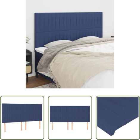 vidaXL Cabecero de cama ajustable -  Cabecero de cama azul 180x5x118/128 cm Tela