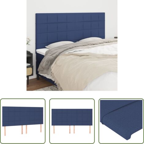 vidaXL Cabecero de cama ajustable -  Cabecero de cama azul 200x5x118/128 cm Tela