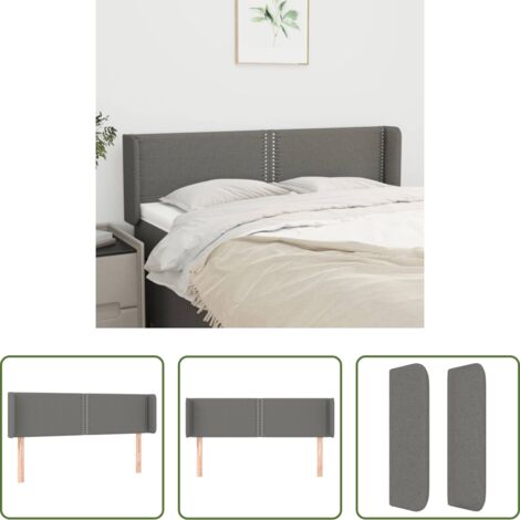 vidaXL Cabecero de cama ajustable -  Cabecero de tela gris oscuro 147x16x78/88 cm