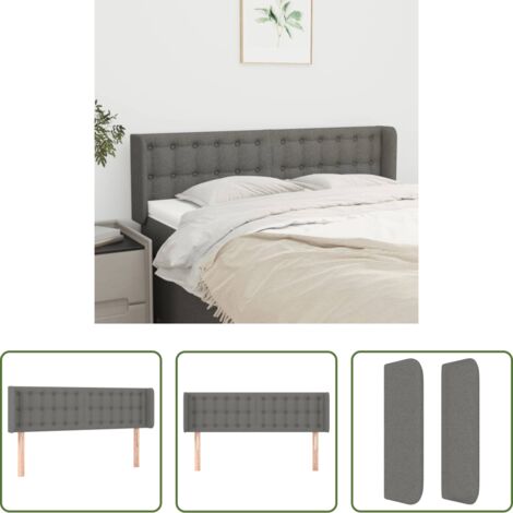 vidaXL Cabecero de cama ajustable -  Cabecero de tela gris oscuro 147x16x78/88 cm