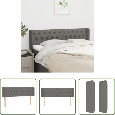 vidaXL Cabecero de cama ajustable -  Cabecero de tela gris oscuro 147x16x78/88 cm