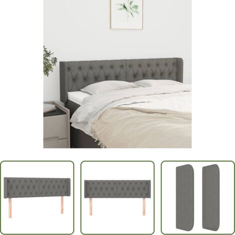 vidaXL Cabecero de cama ajustable -  Cabecero de tela gris oscuro 163x16x78/88 cm