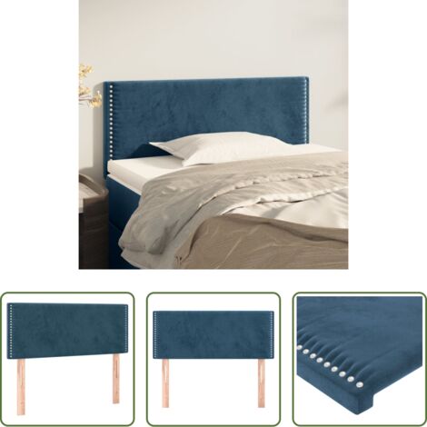 vidaXL Cabecero de cama ajustable -  Cabecero de terciopelo azul 100x5x78/88 cm